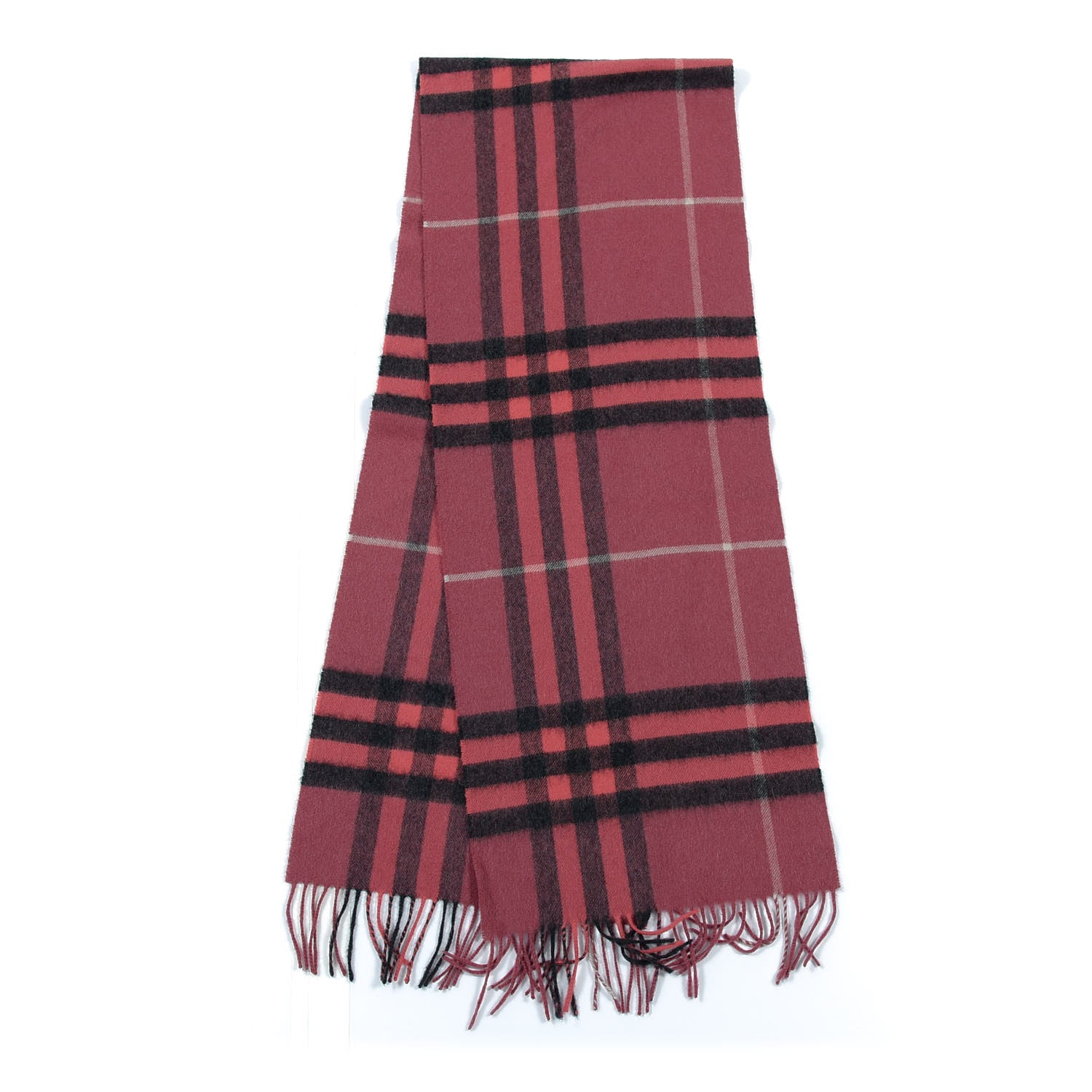 Burberry Cashmere Giant Heritage Check Fringe Scarf Rose Pink 2 of 5