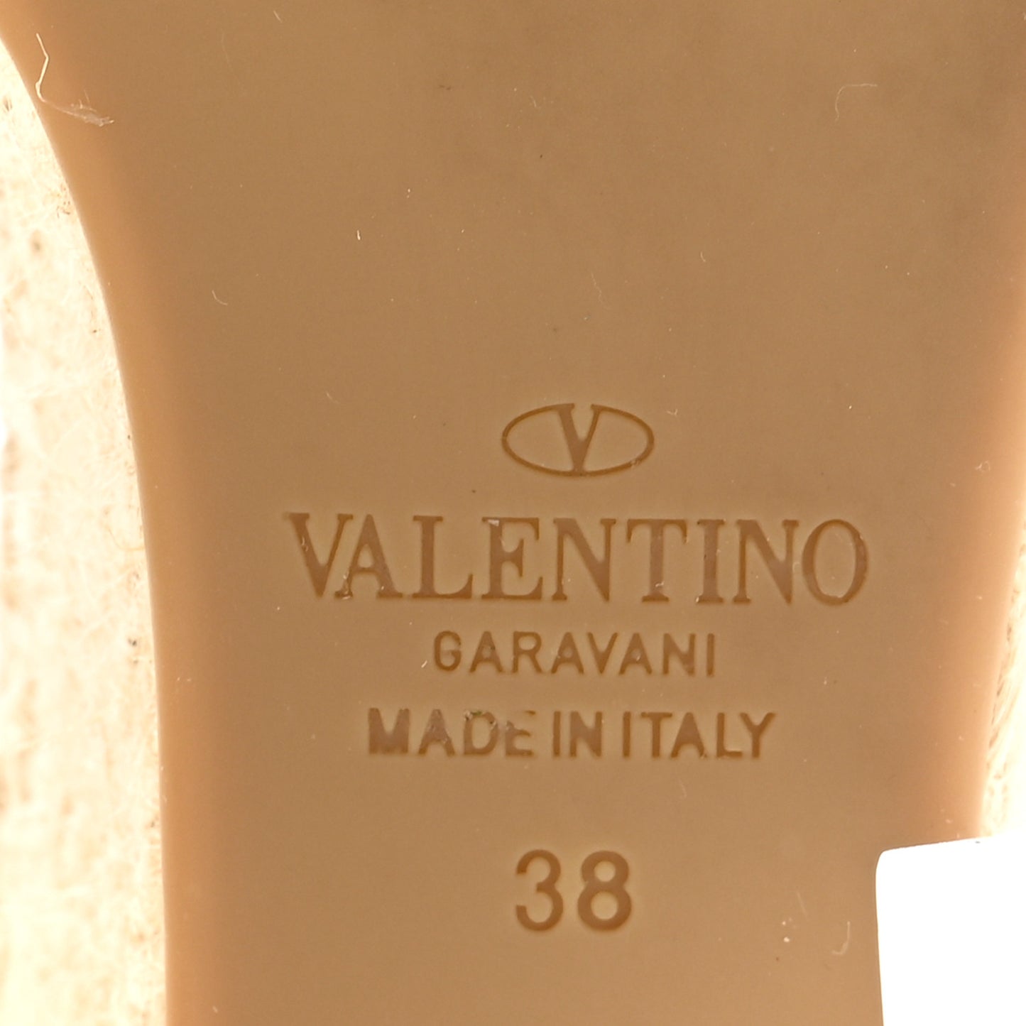 Grained Calfskin Rockstud Ankle Wrap Espadrille 15/85mm Wedges 38 Light Ivory