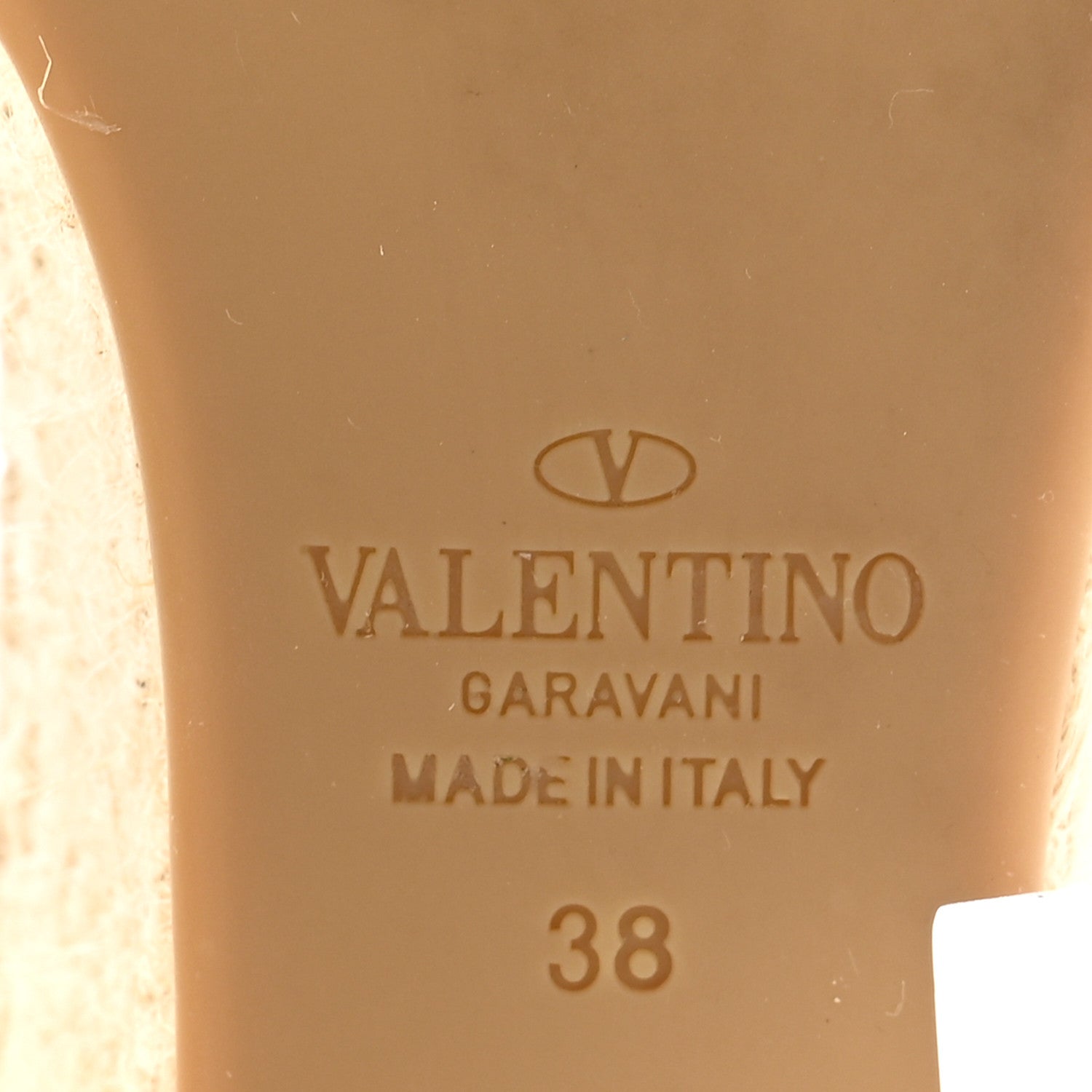 Valentino Garavani Grained Calfskin Rockstud Ankle Wrap Espadrille 15/85mm Wedges 38 Light Ivory 7 of 8