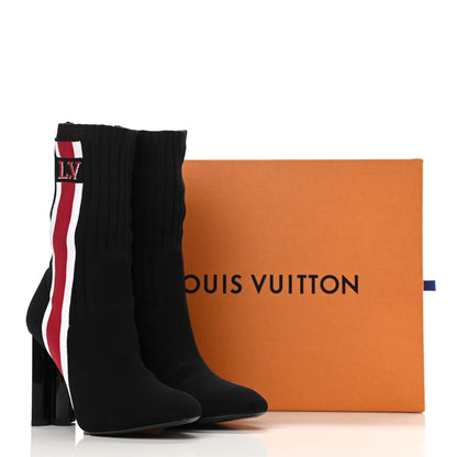 Louis Vuitton Stretch Fabric Silhouette Stripe Ankle Boots 37.5 Black 8 of 8