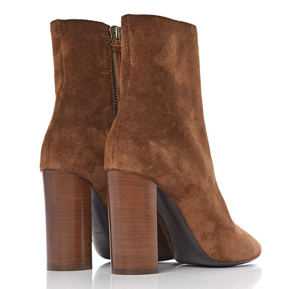 Saint Laurent Suede Loulou Ankle 95 Zip Boot 40 Dark Brown 4 of 10