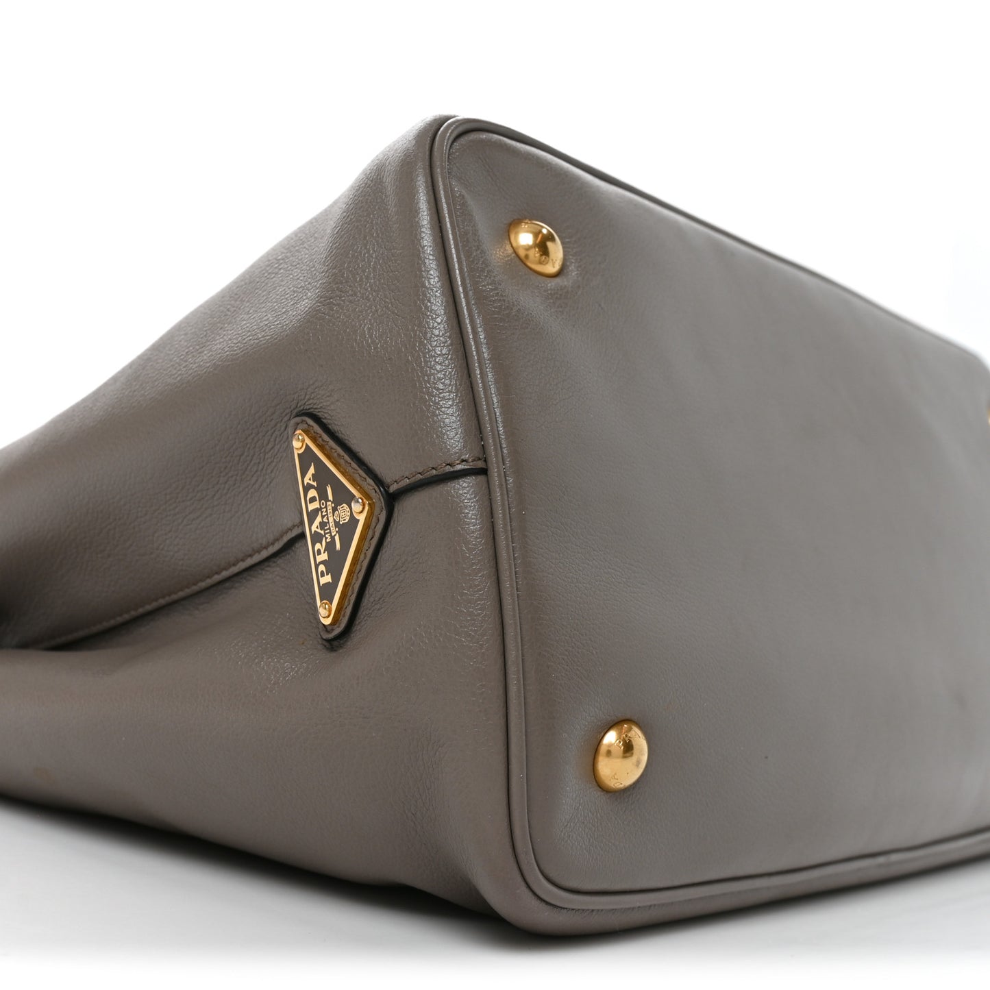 Glace Calfskin Embossed Logo Tote Argilla