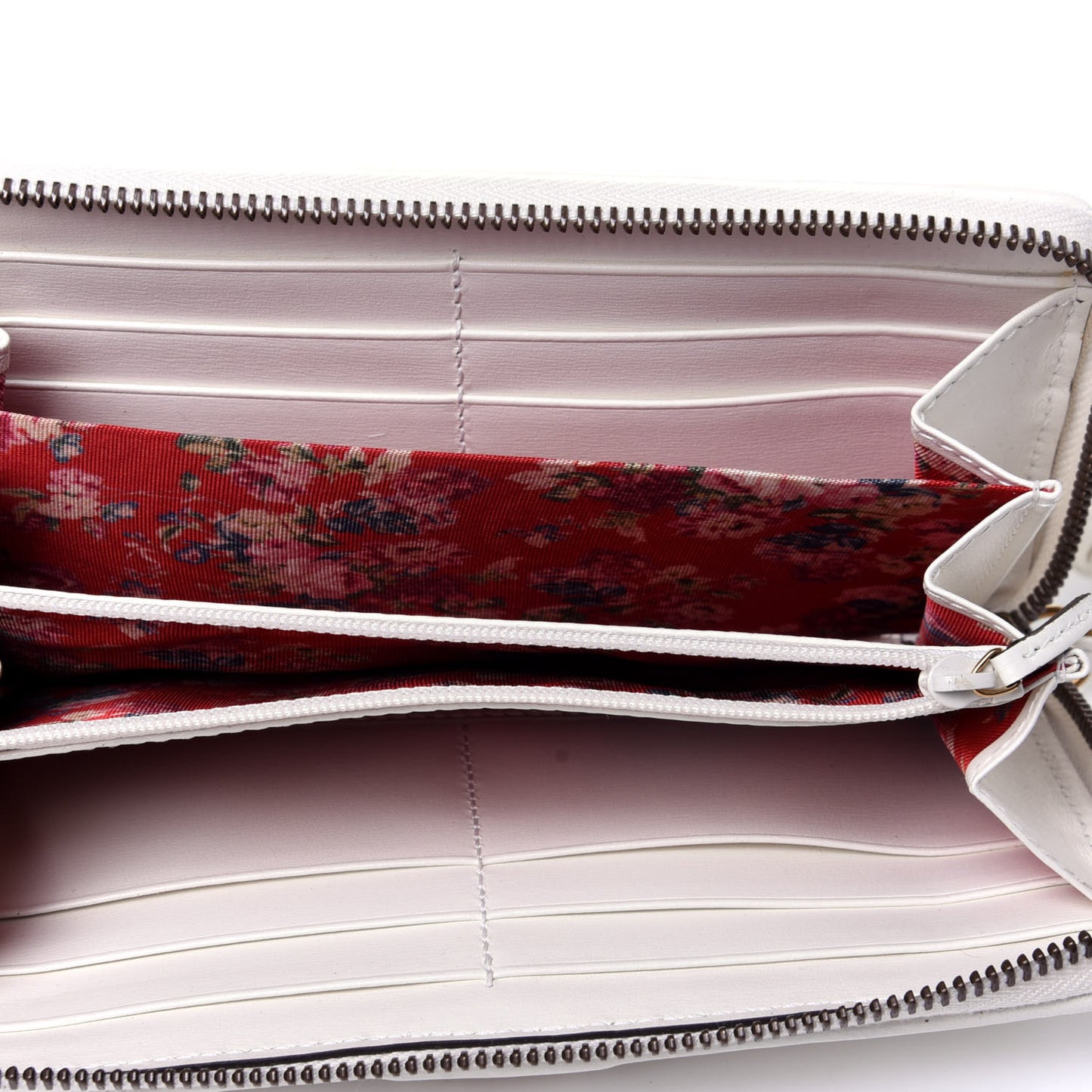 Calfskin Web Trapuntata GG Zip Around Wallet Off White