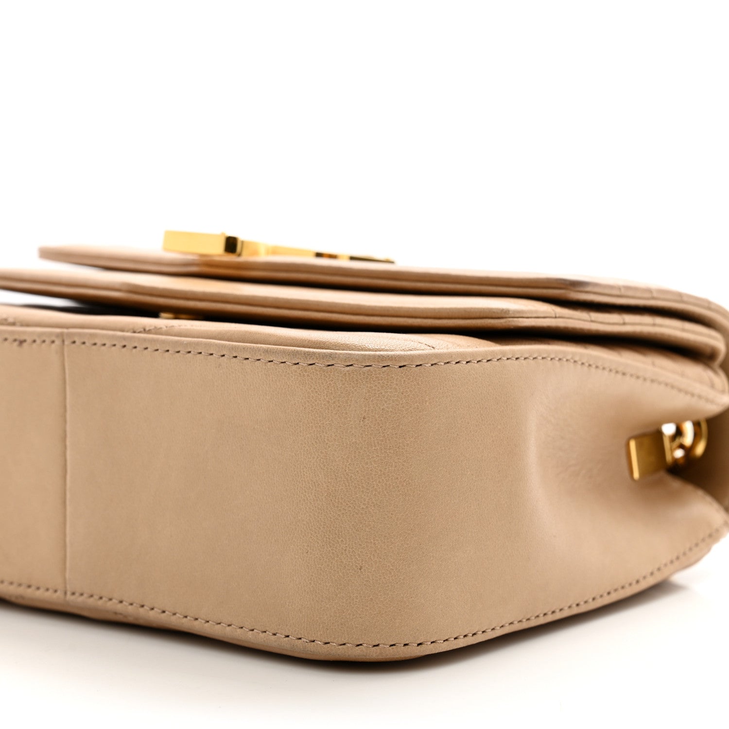 Saint Laurent Lambskin Matelasse Chevron Monogram Small Sulpice Bag Sable Beige 10 of 13