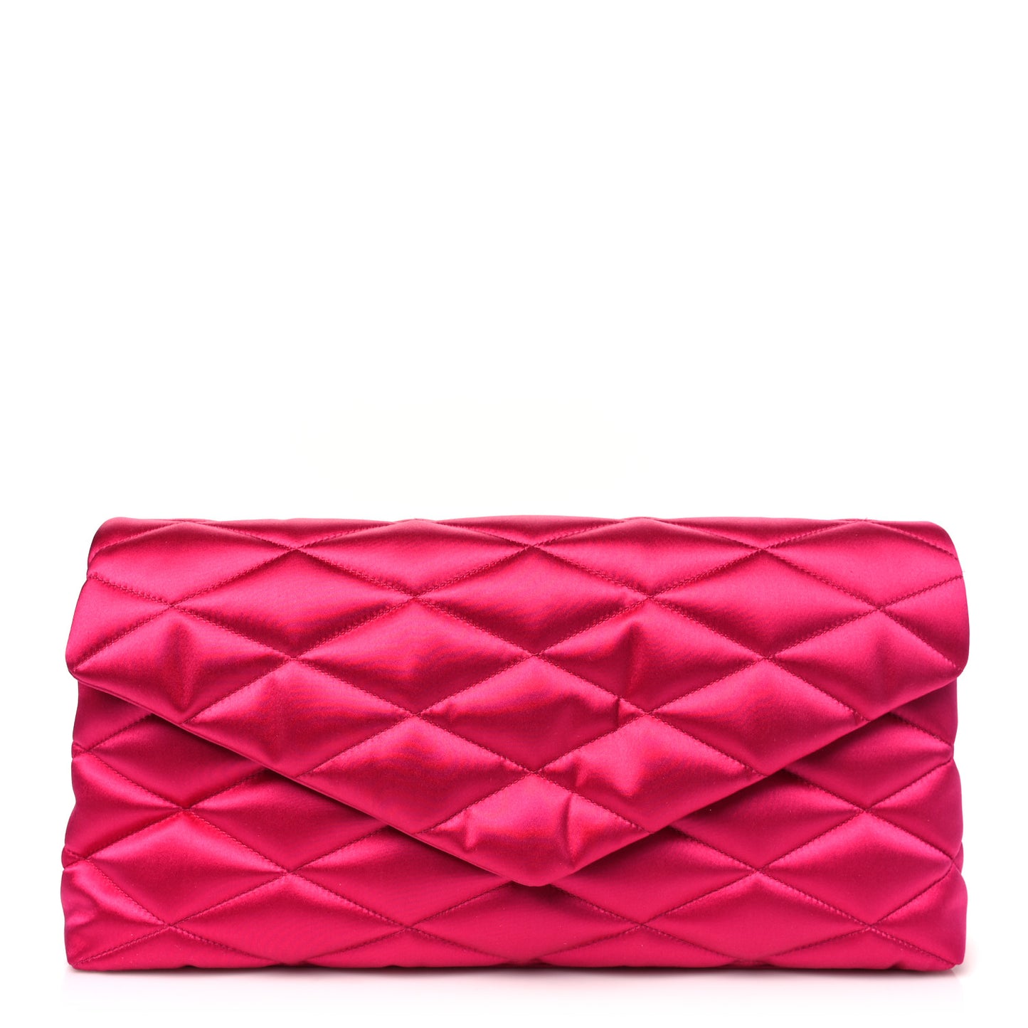 Satin Quilted Sade Puffer Envelope Clutch Bubblegum