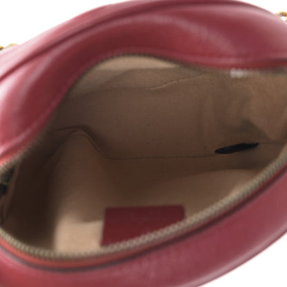 Gucci Glazed Calfskin Matelasse Heart Mini GG Marmont Round Shoulder Bag Romantic Cerise 5 of 9