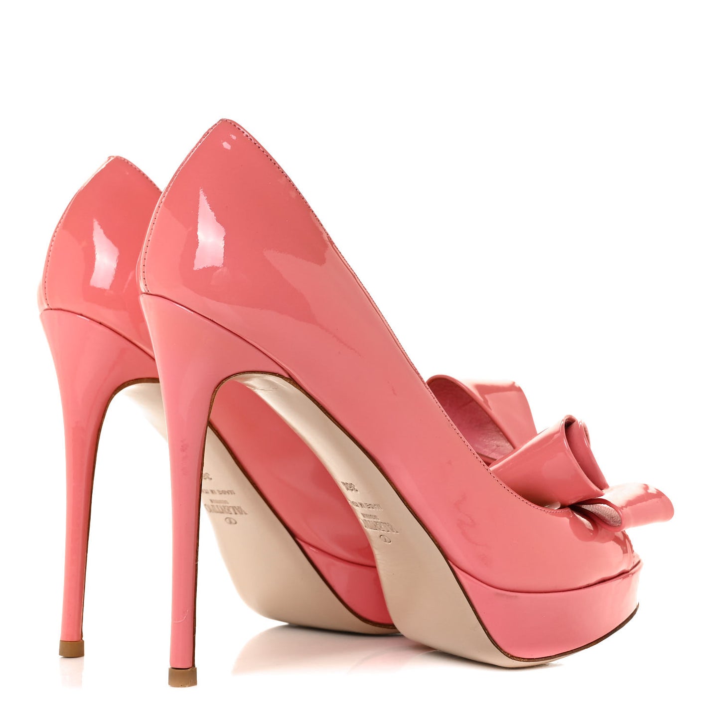 Patent Couture Bow Peep Toe 30/125mm Platform Pumps 36.5 Rosa
