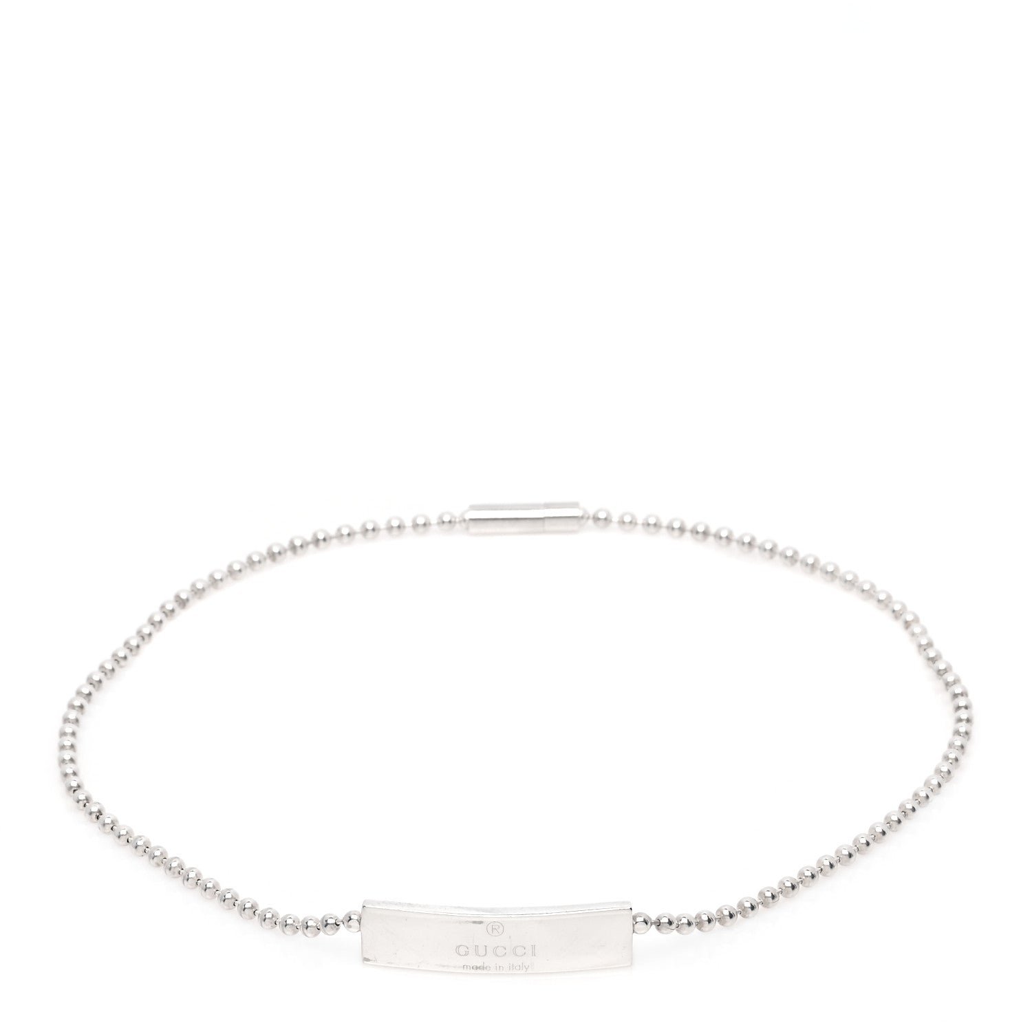 Gucci Sterling Silver Beaded Chain ID Bracelet 1 of 6