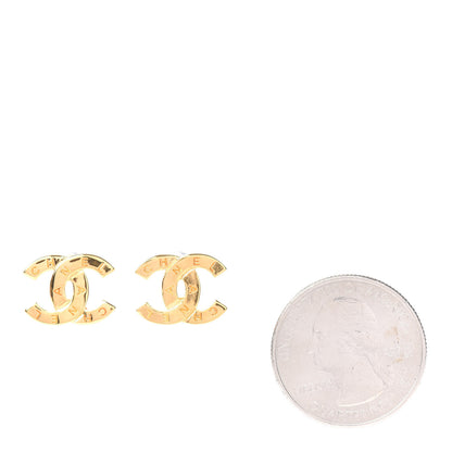 Chanel Metal Paris Button Earrings Gold 2 of 5