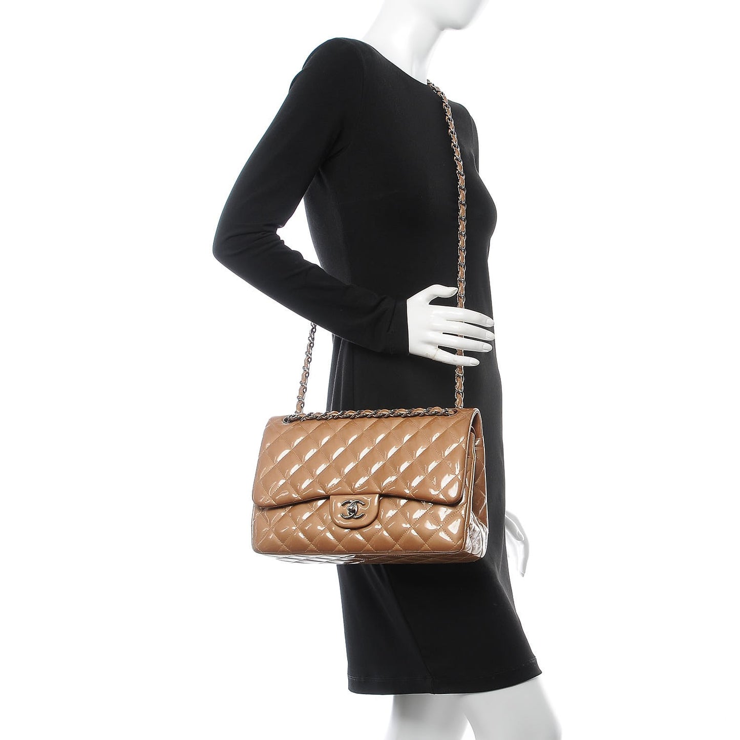 Patent Quilted Jumbo Double Flap Bronze