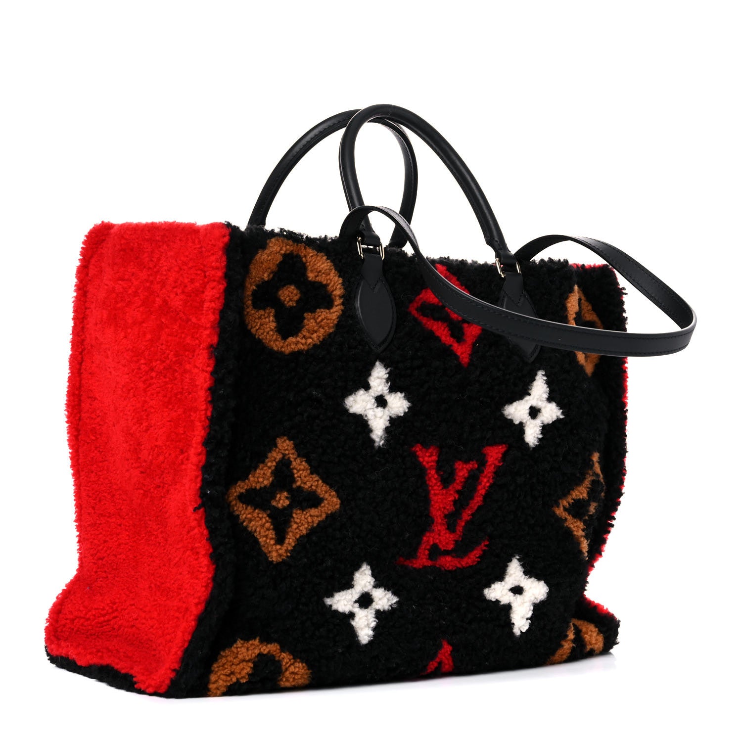 Louis Vuitton Shearling Monogram Giant Teddy Onthego GM Black Red 3 of 8