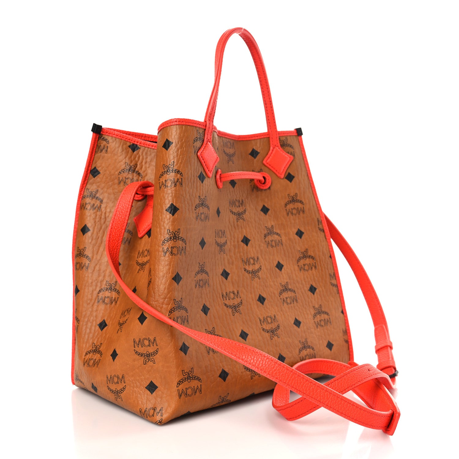 MCM Visetos Kira Drawstring Bag Cognac Orange 4 of 9