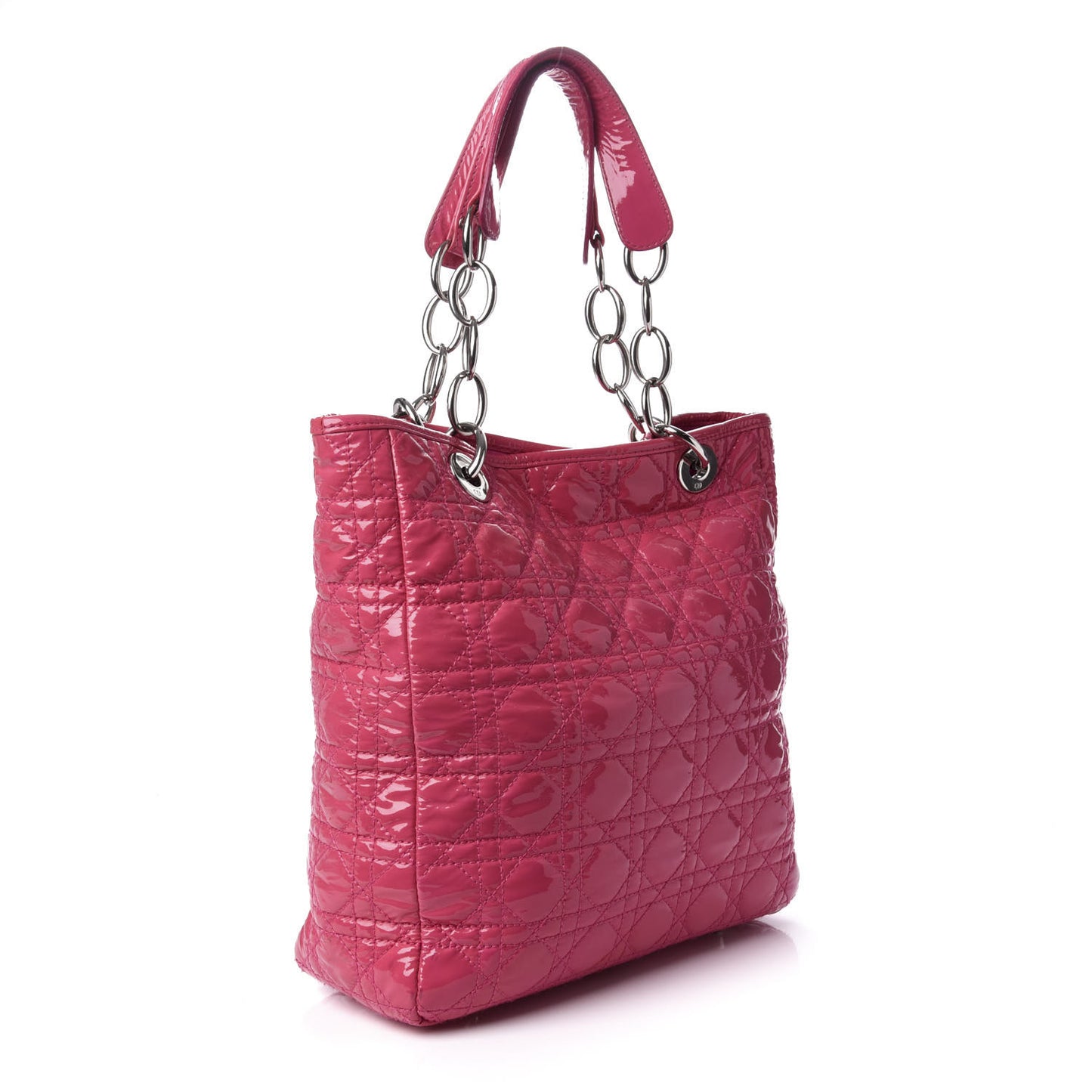 Patent Cannage Dior Soft Vertical Shopping Tote Pink