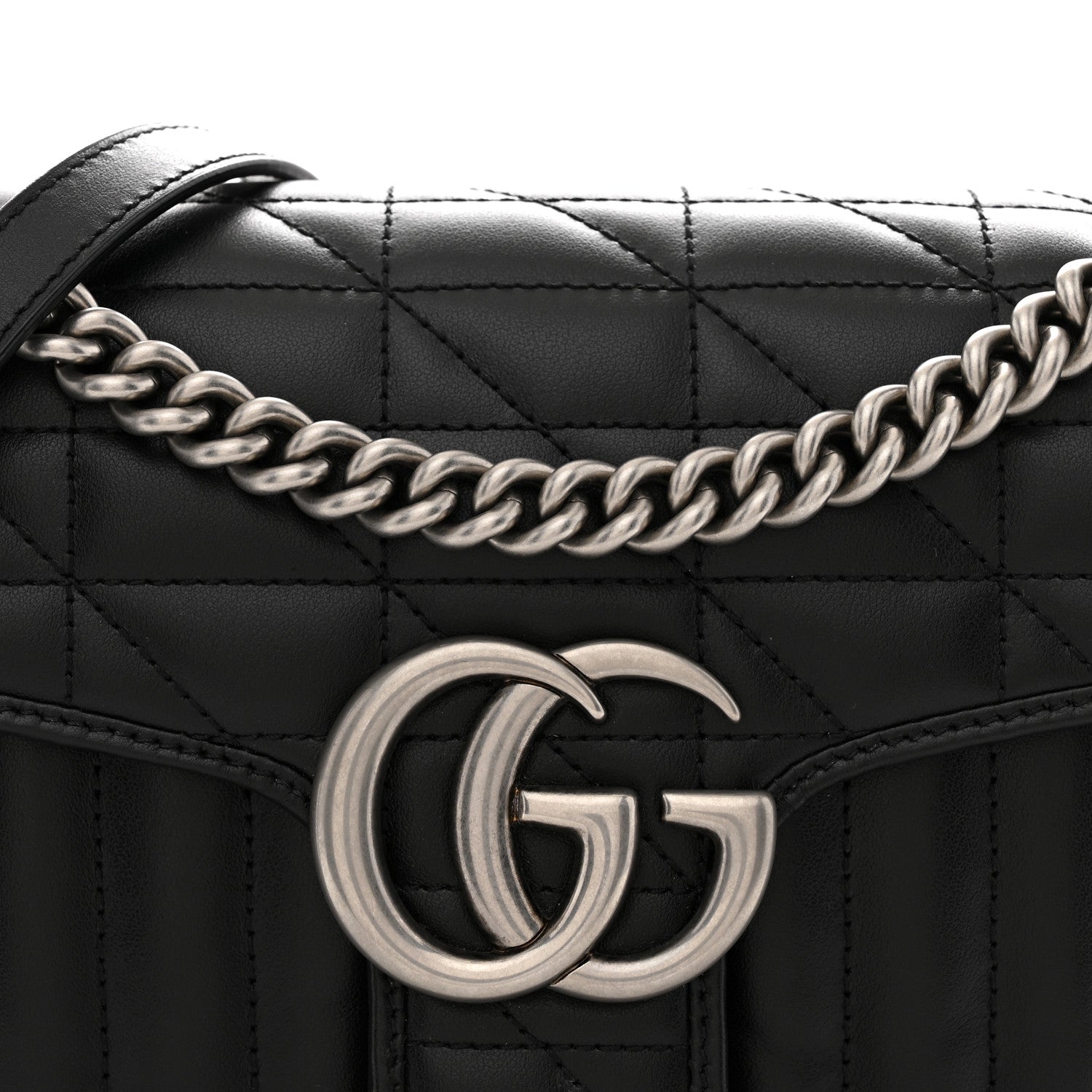 Gucci Calfskin Matelasse Aria Small GG Marmont Shoulder Bag Black 8 of 10