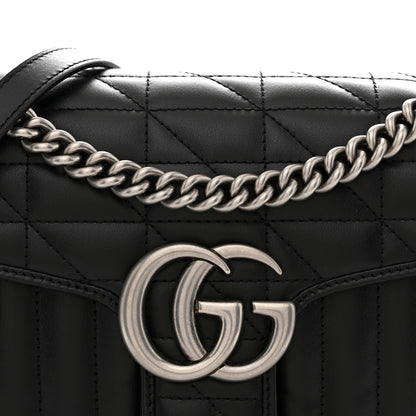 Gucci Calfskin Matelasse Aria Small GG Marmont Shoulder Bag Black 8 of 10