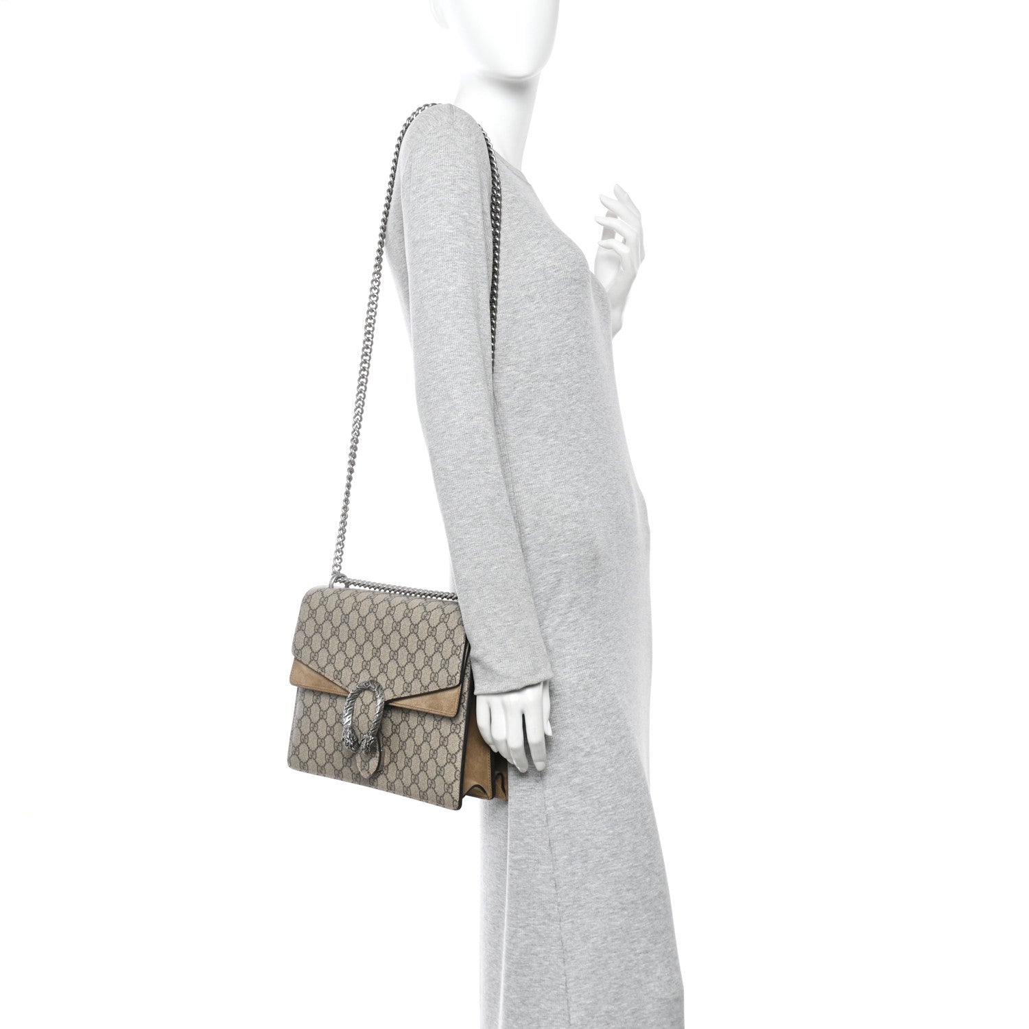 Gucci GG Supreme Monogram Medium Dionysus Shoulder Bag Taupe 2 of 10