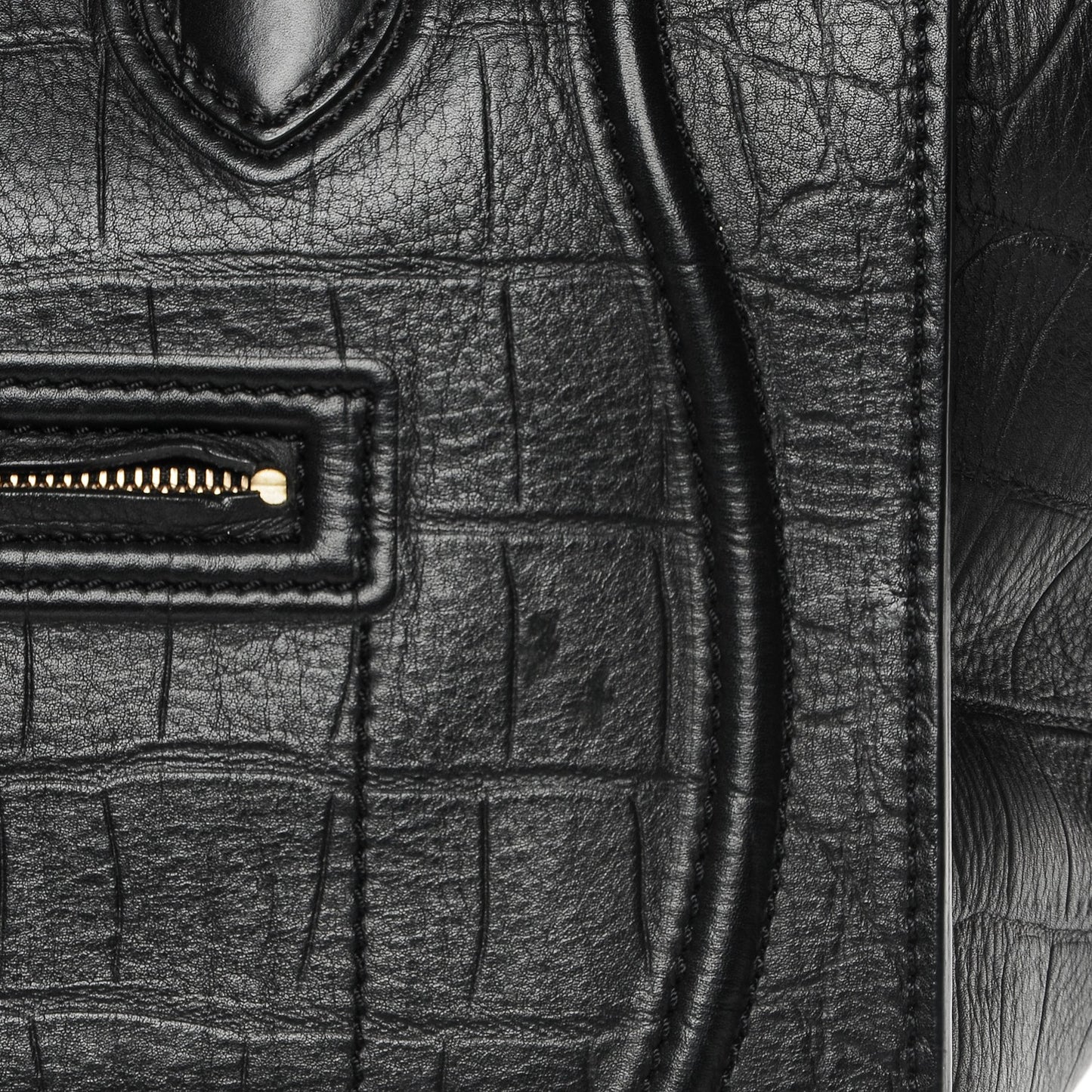 Crocodile Embossed Calfskin Medium Phantom Luggage Black