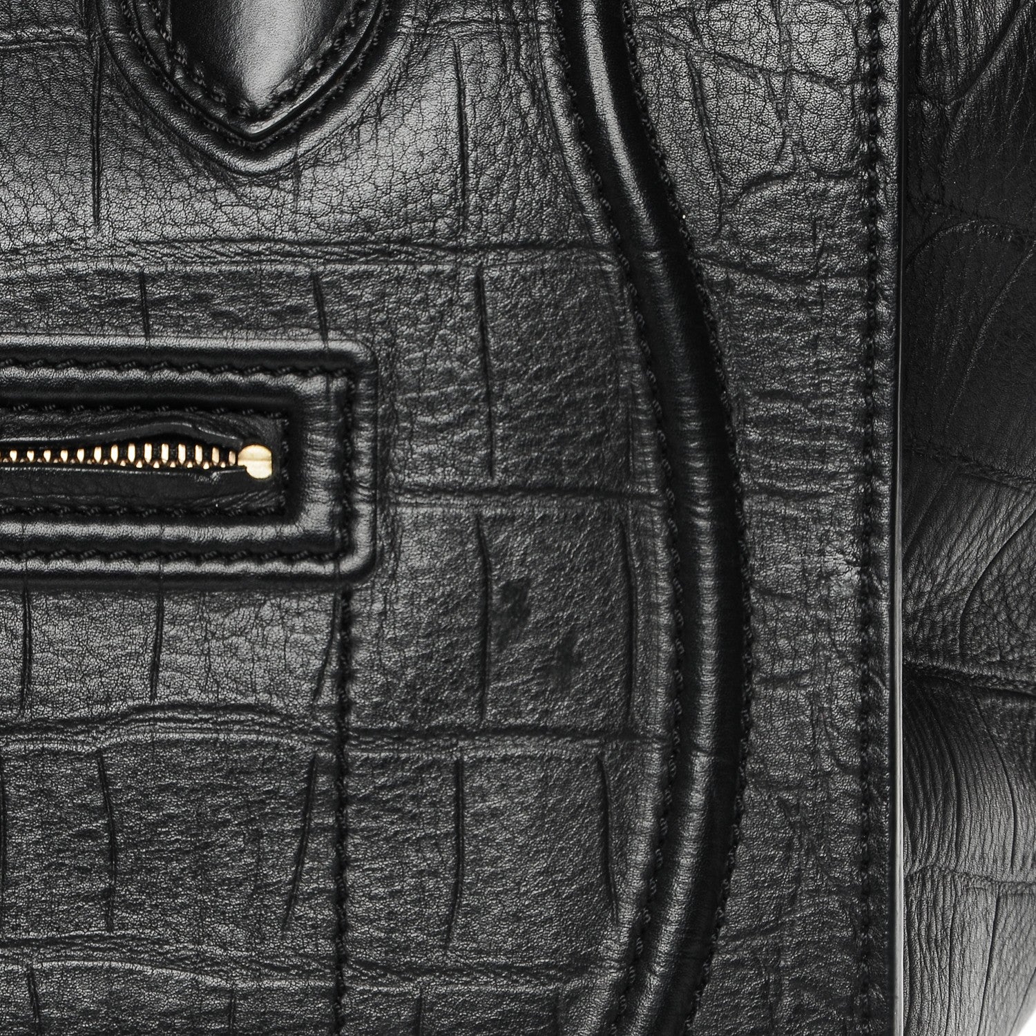 Celine Crocodile Embossed Calfskin Medium Phantom Luggage Black 10 of 10