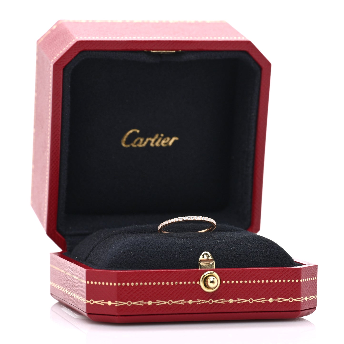 18K Pink Gold Diamond 1.5mm Etincelle de Cartier Wedding Band Ring 50 5.25