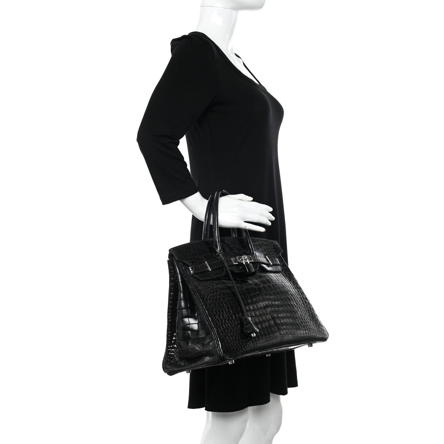 Shiny Porosus Crocodile Birkin 35 Black