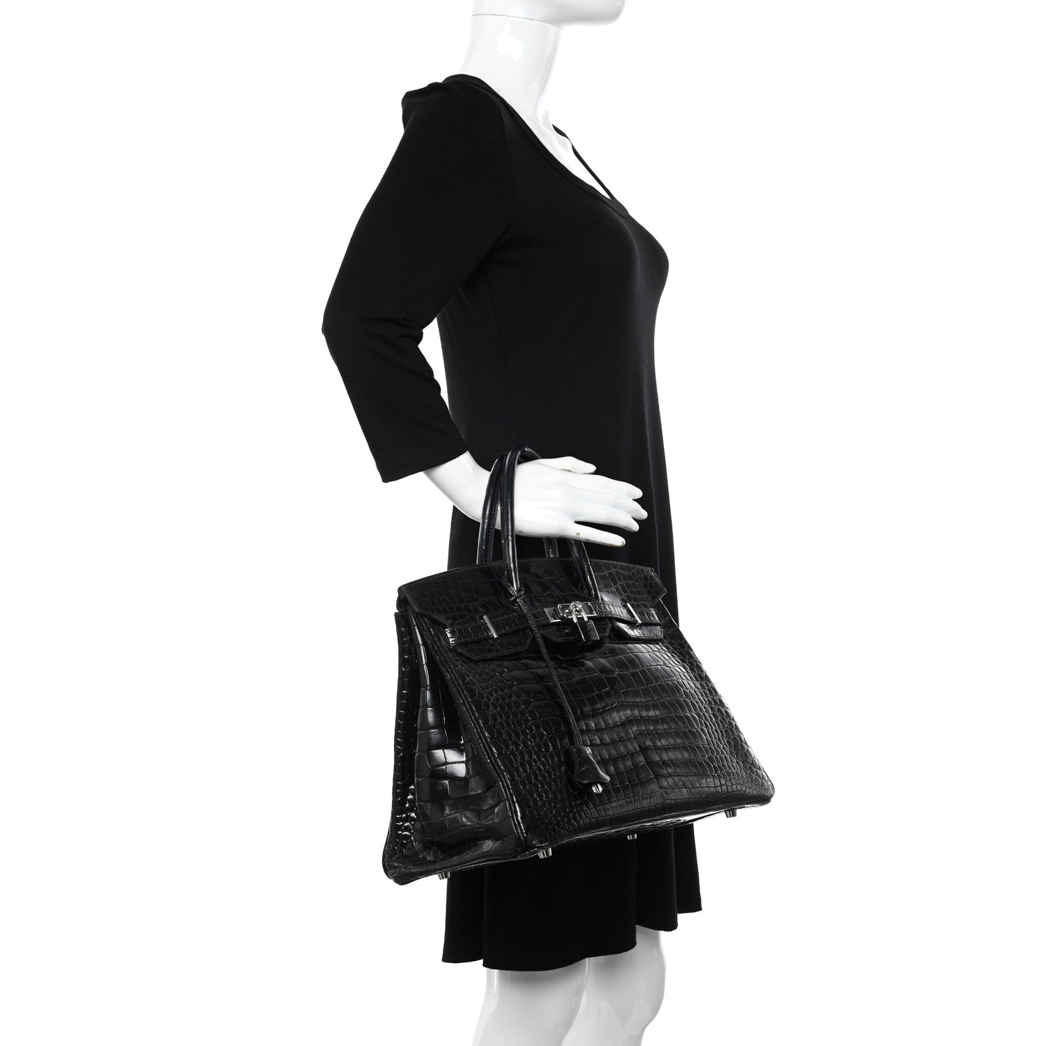 Hermes Shiny Porosus Crocodile Birkin 35 Black 2 of 14