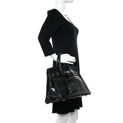 Hermes Shiny Porosus Crocodile Birkin 35 Black 2 of 14