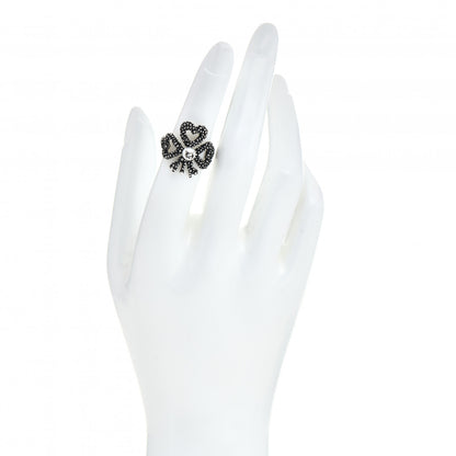 Gucci Sterling Silver Glass Pearl Heart Ribbon Ring 50 5.5 2 of 5