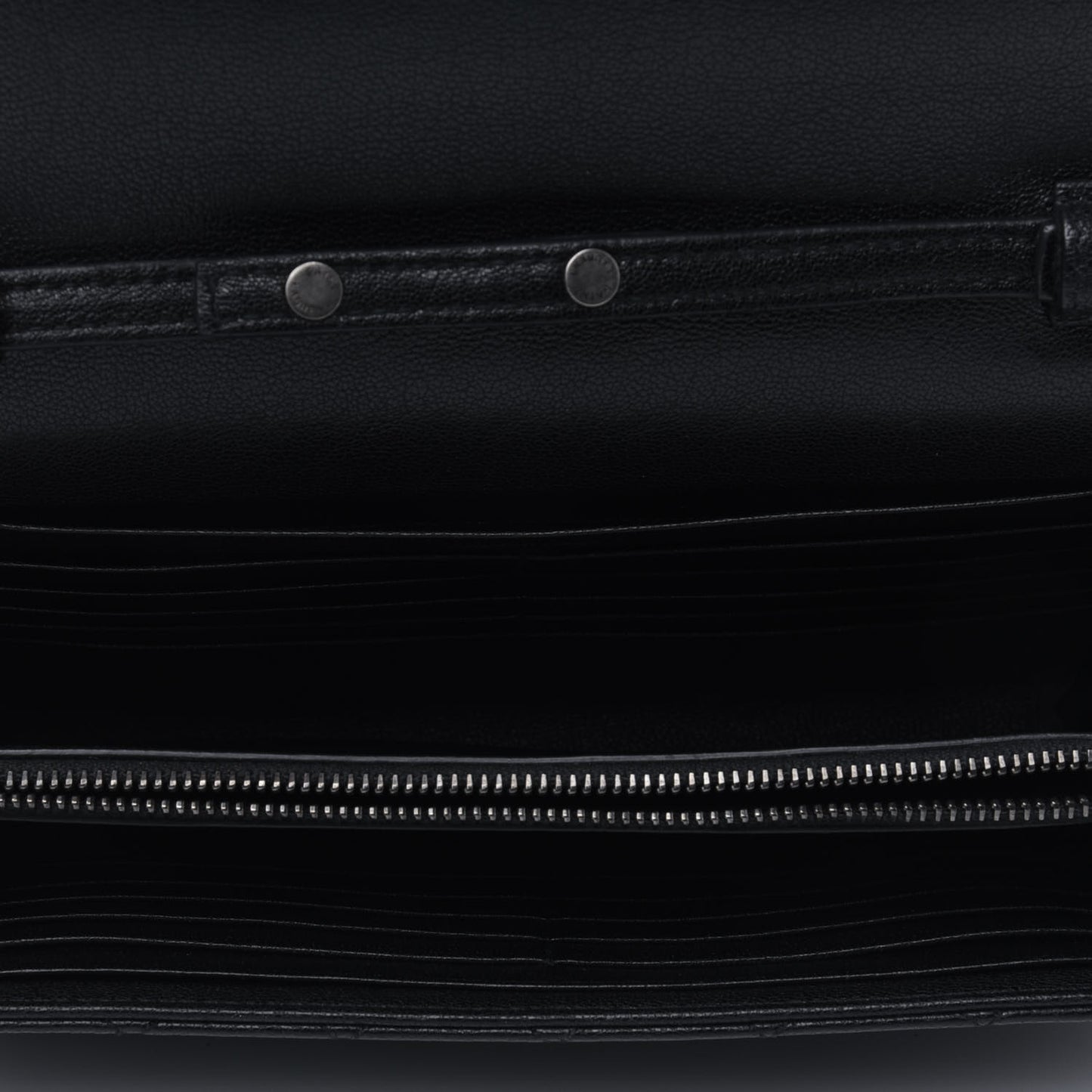 Sheepskin Tri-Quilt Monogram Envelope Chain Wallet Black