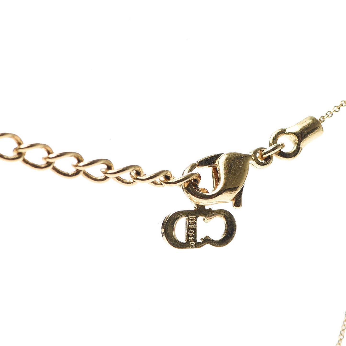 Metal Crystal Logo Necklace Gold