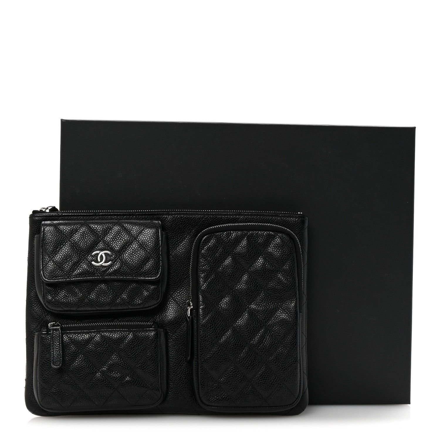Chanel Caviar Quilted Zipped Multi Pouch Black 8 of 8