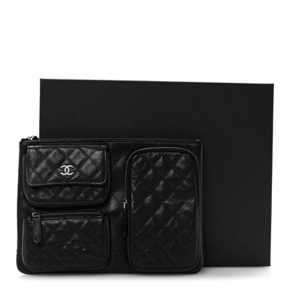 Chanel Caviar Quilted Zipped Multi Pouch Black 8 of 8