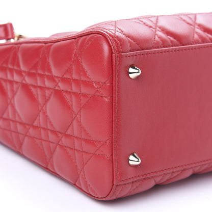 Christian Dior Lambskin Cannage Medium Lady Dior Red 10 of 12