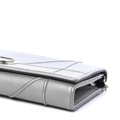 Christian Dior Grained Calfskin Diorama Croisiere Chain Wallet Gris 9 of 9