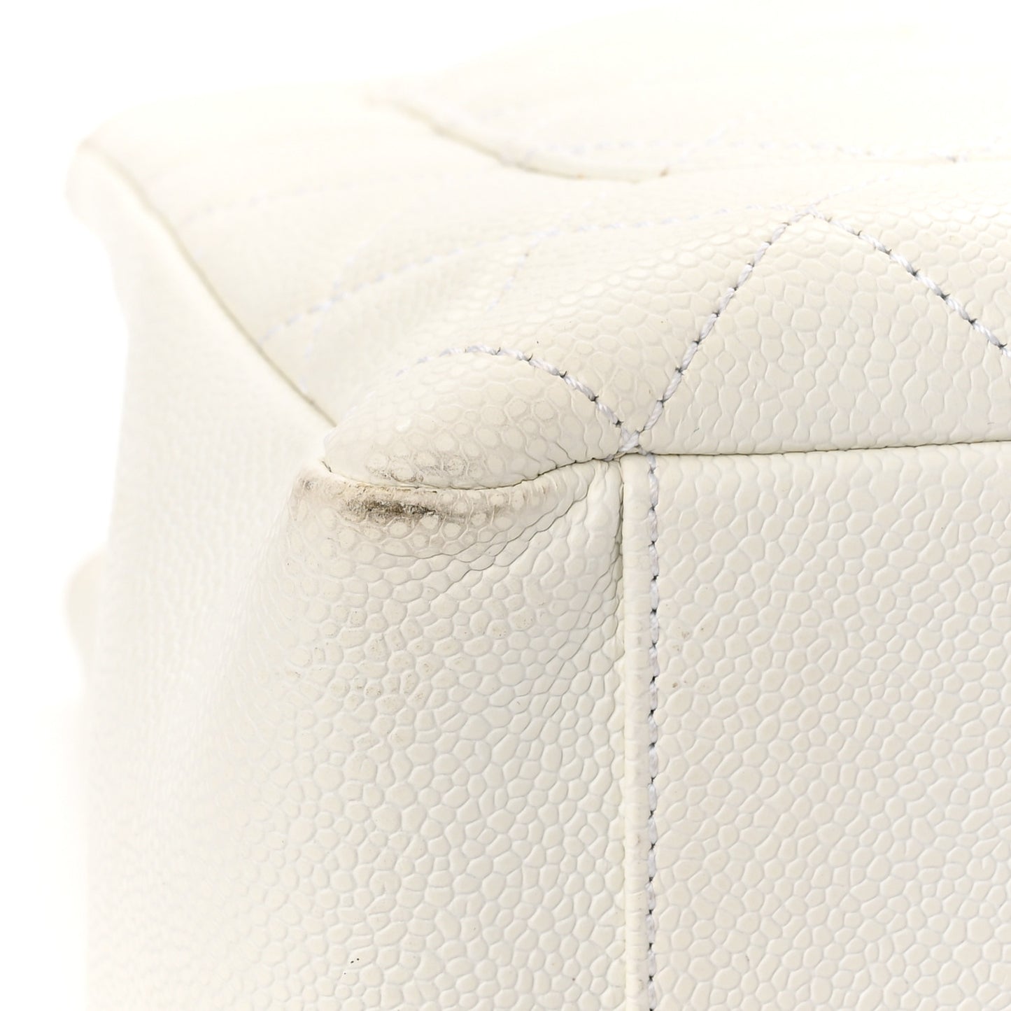 Caviar Quilted Grand Shopping Tote GST White