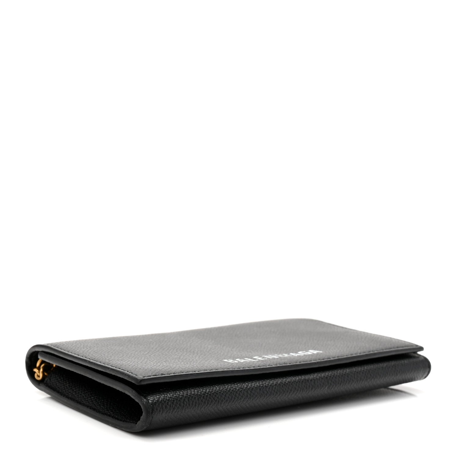 Balenciaga Signature Grained Calfskin Logo Ville Wallet on Chain Black 4 of 11