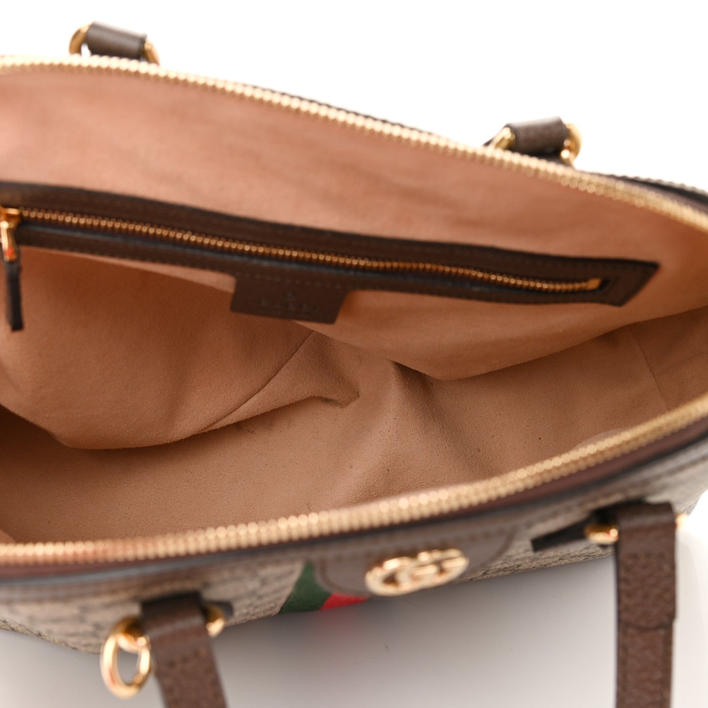 GG Supreme Monogram Web Medium Ophidia Top Handle Dome Bag Brown