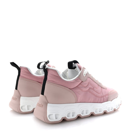 Hermes Parachute Fabric Calfskin Impulse Sneakers 37 Rose Porcelaine 5 of 8