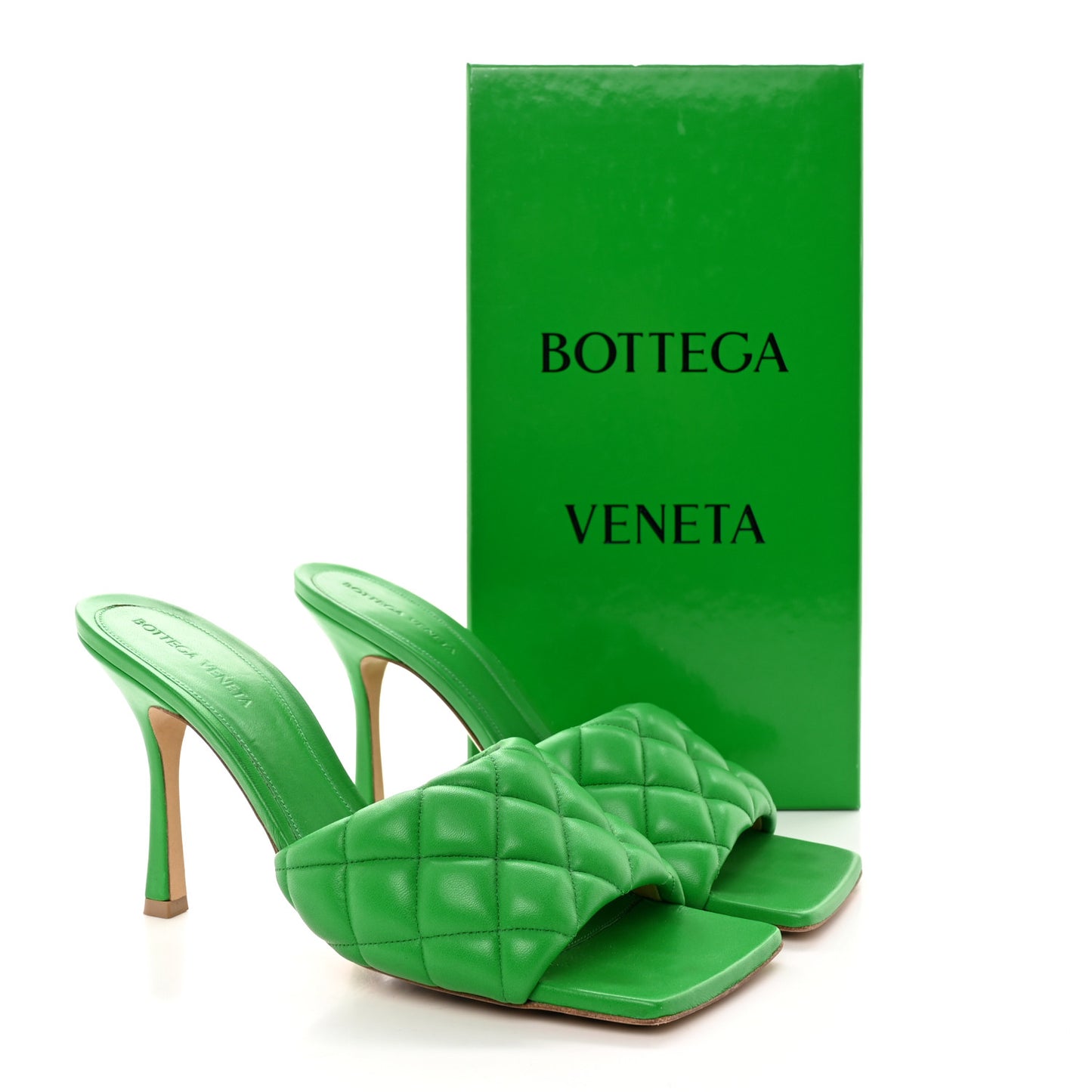 Nappa Matelasse Padded Mule Sandals 41 Parakeet