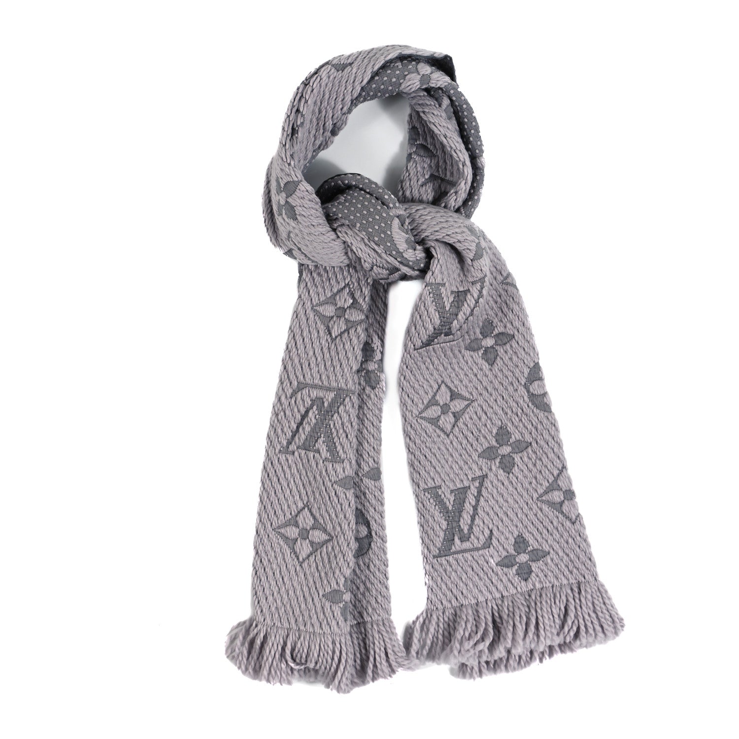 Louis Vuitton Wool Silk Logomania Scarf Pearl Grey 1 of 3