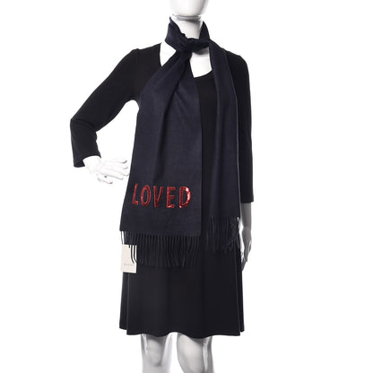 Gucci Silk Cashmere Sequins Lovesh Scarf Midnight Blue 2 of 6