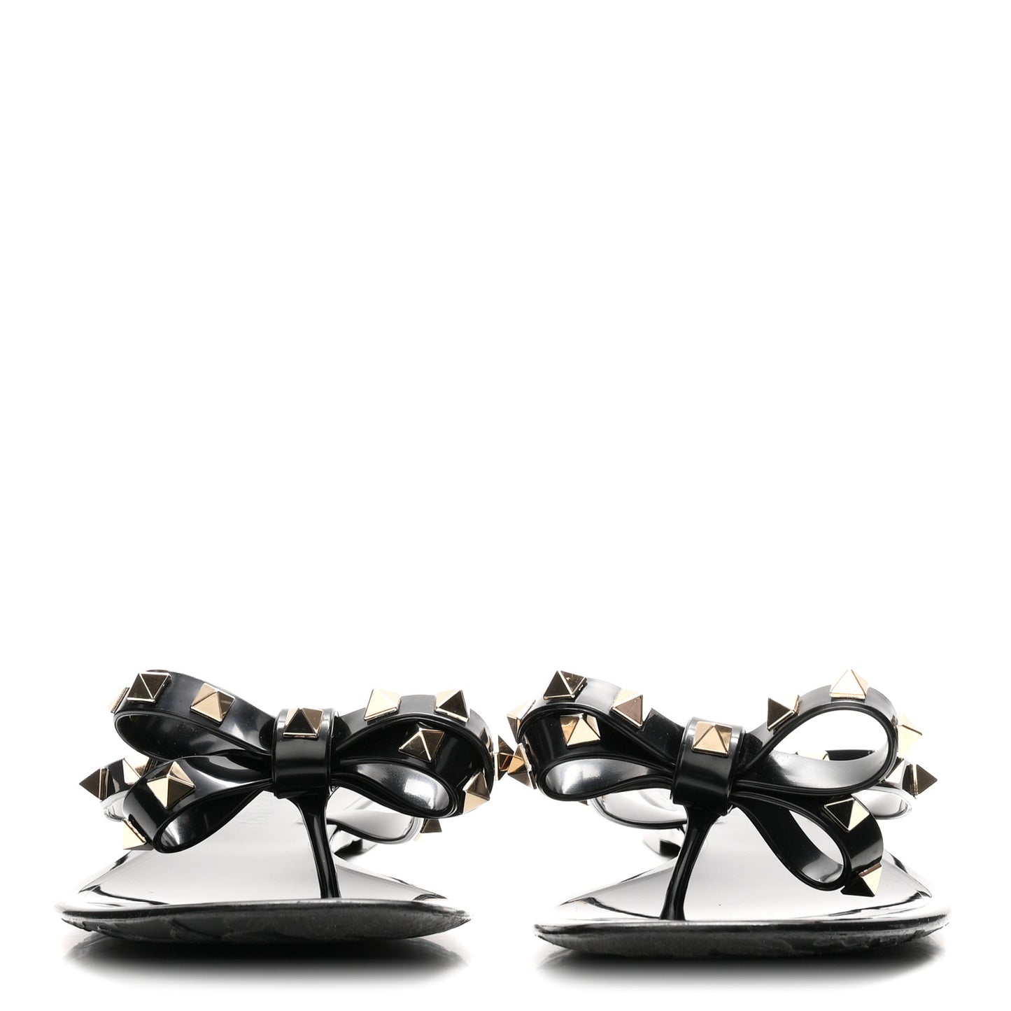 PVC Jelly Rockstud Bow Thong Sandals 38 Black