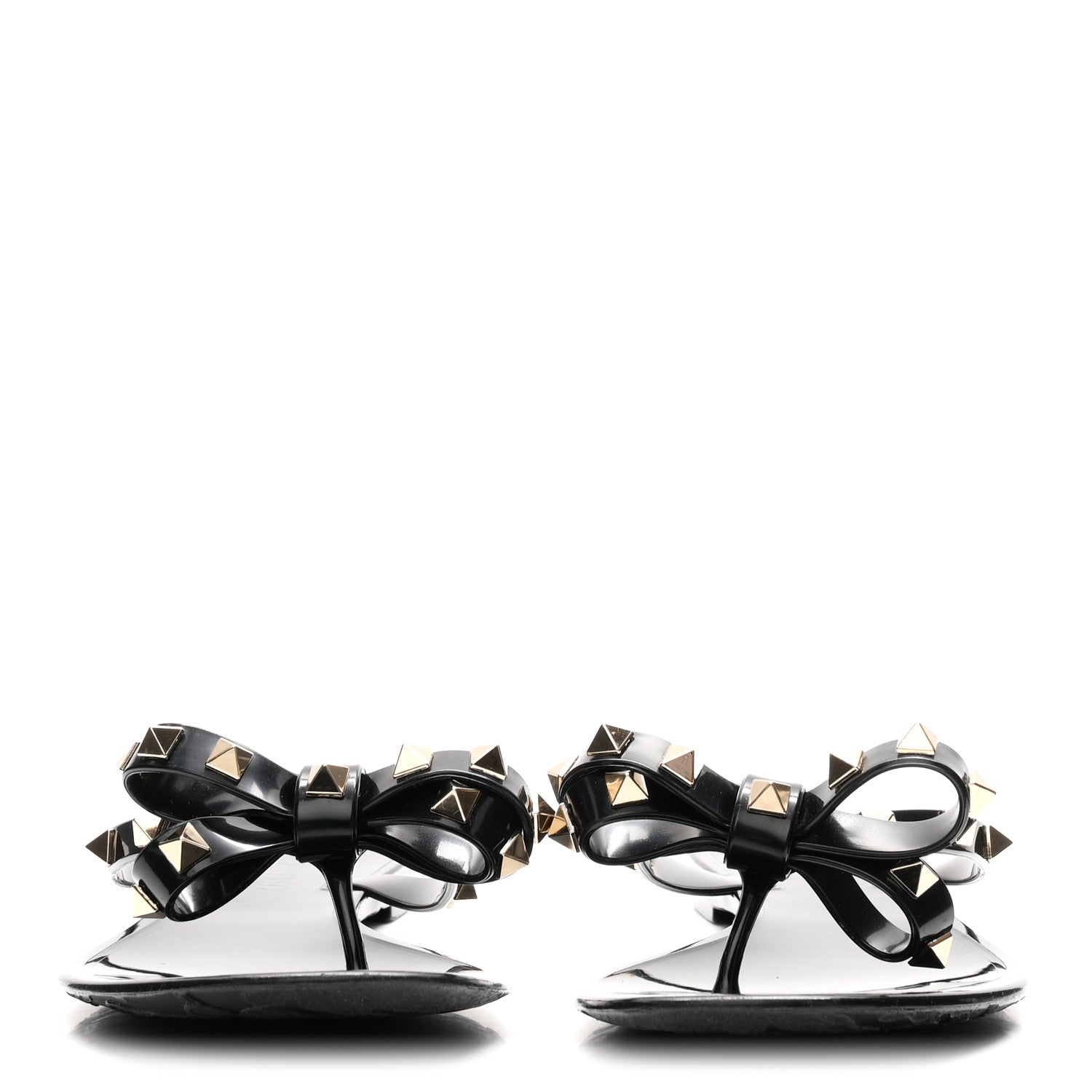 Valentino Garavani PVC Jelly Rockstud Bow Thong Sandals 38 Black 3 of 9