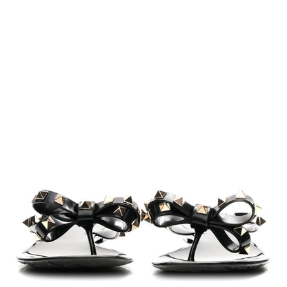 Valentino Garavani PVC Jelly Rockstud Bow Thong Sandals 38 Black 3 of 9