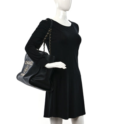 Chanel Calfskin Medium Deauville Tote Black Multicolor 2 of 9