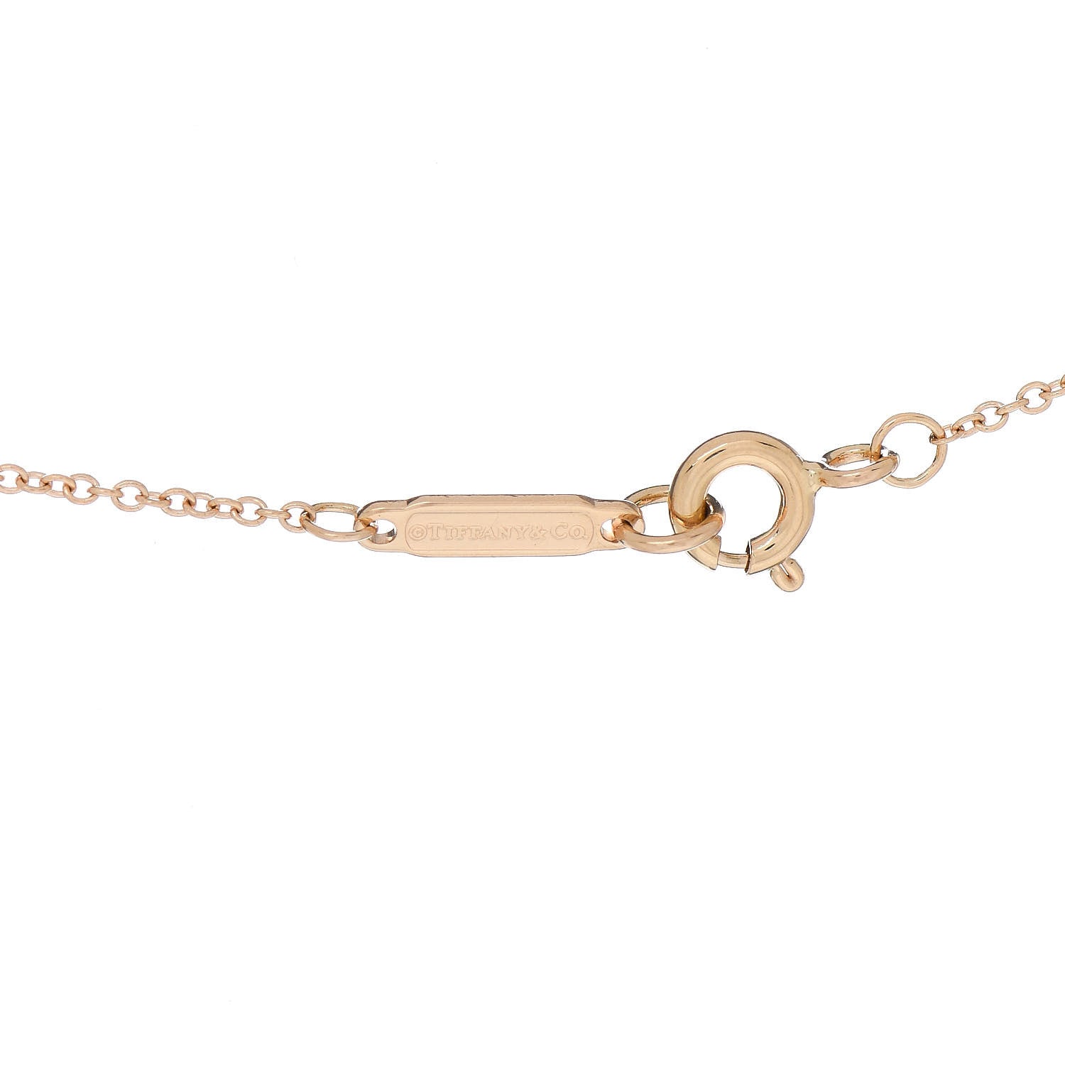 Tiffany 18K Rose Gold Diamond Fleur de Lis Key Bar Pendant Necklace 4 of 4