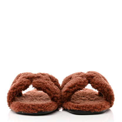 Hermes Woolskin Oran Sandals 37.5 Cognac 2 of 8