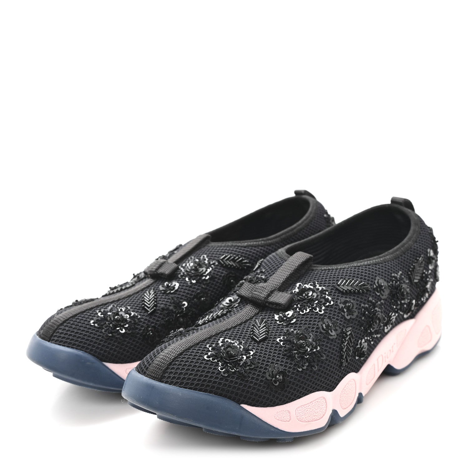 Christian Dior Technical Canvas Embellished Dior Fusion Sneakers 38.5 Black Pink Blue 4 of 9