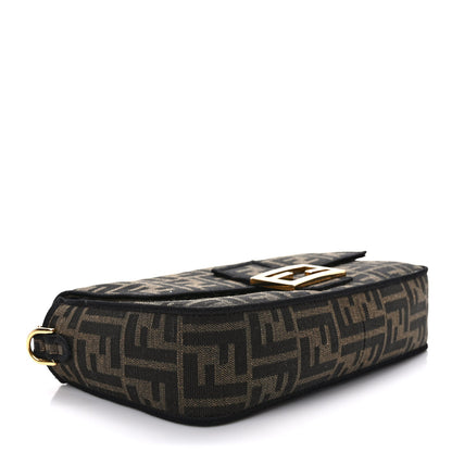 Fendi Fabric Jacquard FF 1974 Medium Baguette Tobacco Moro Black 4 of 8