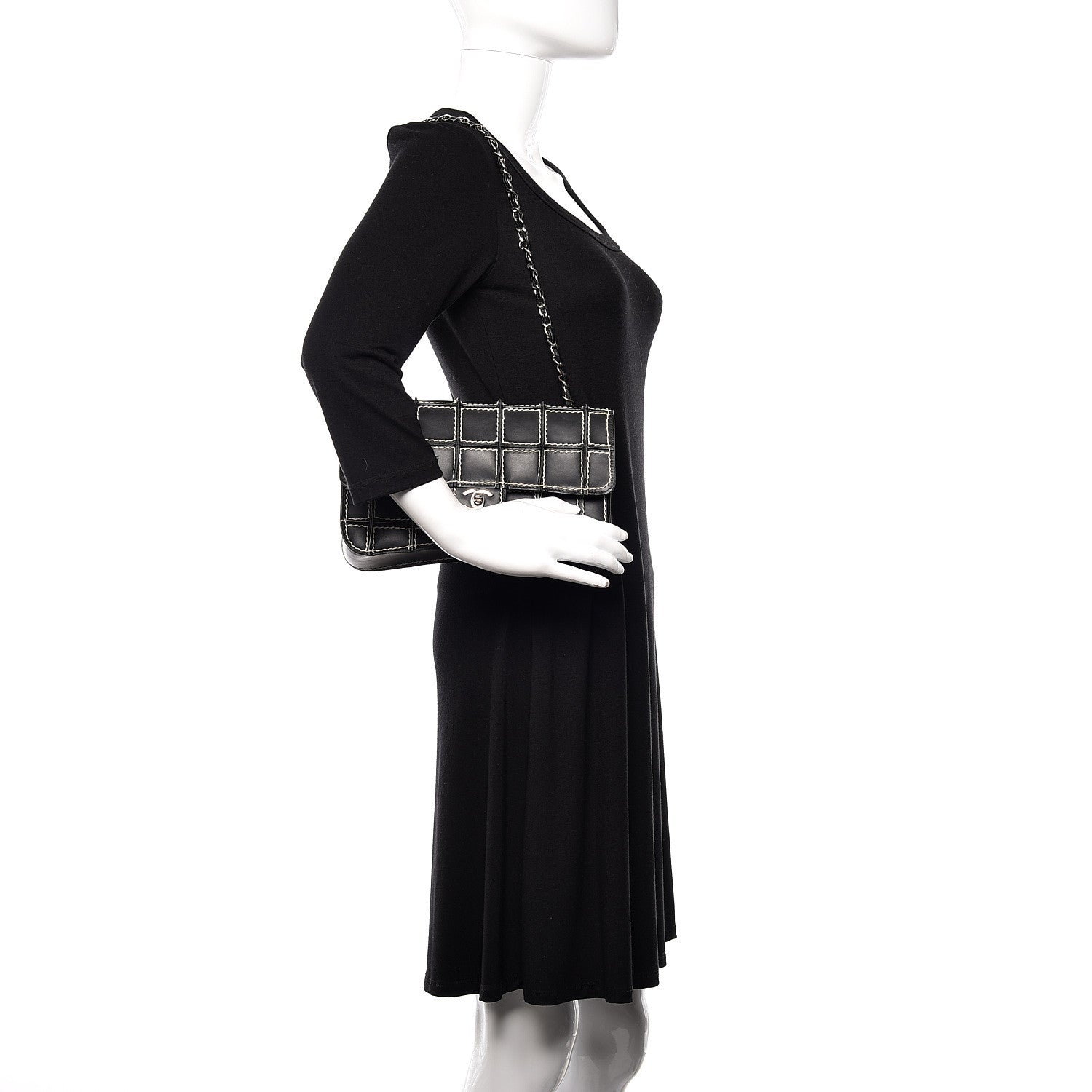 Chanel Lambskin Contrast Square Stitch Flap Black 2 of 12