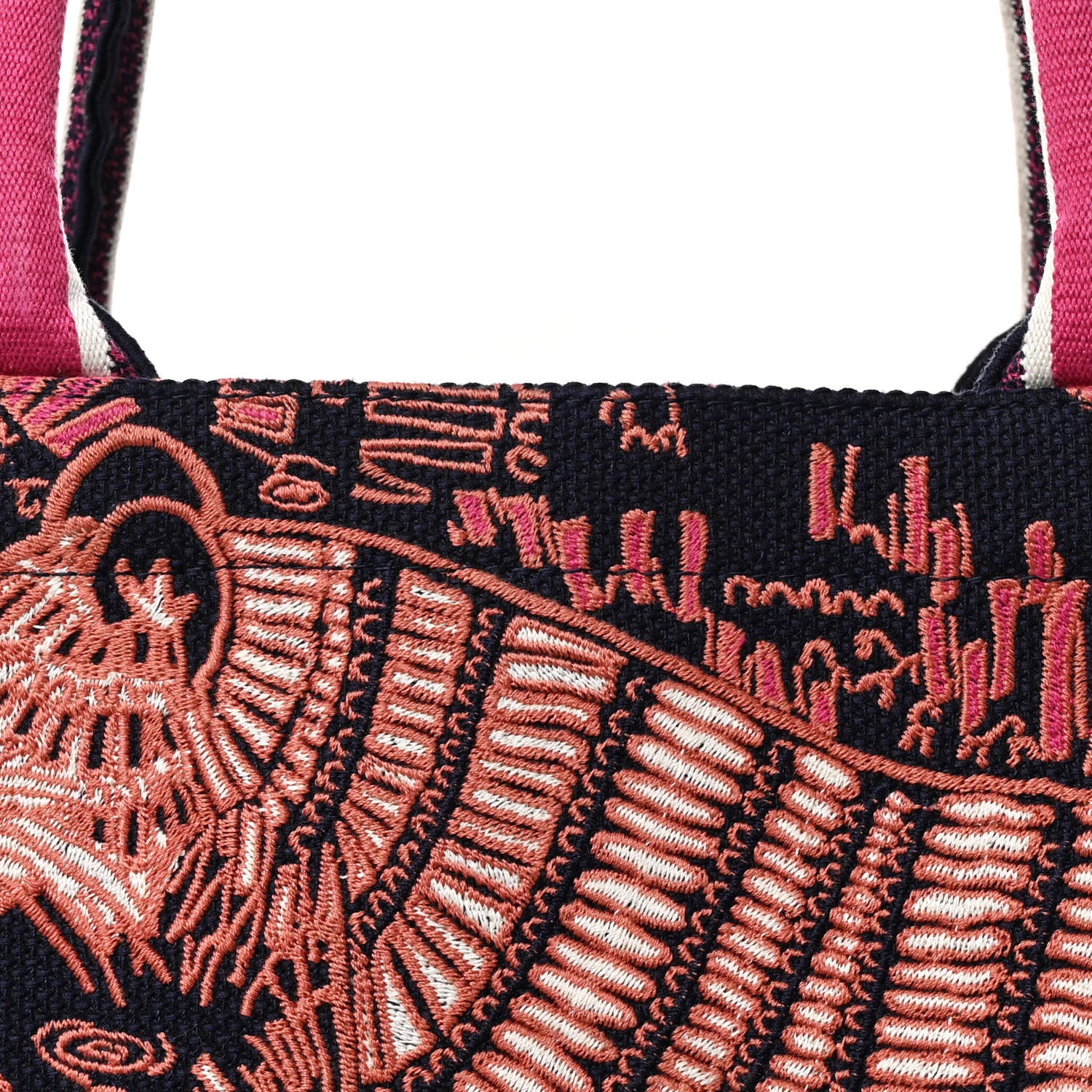 Christian Dior Canvas Embroidered Dior Animals Tiger Book Tote Deep Blue Fuchsia 8 of 11